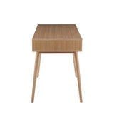 Pebble Contemporary Double Desk in Natural Wood with White Wood Drawers by LumiSource