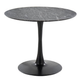 Pebble Modern Table with Black Metal Base and Black Marble Veneer Table Top by LumiSource