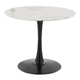 Pebble Modern Table with Black Metal Base and White Marble Veneer Table Top by LumiSource