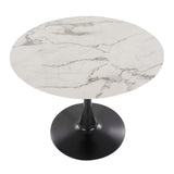 Pebble Modern Table with Black Metal Base and White Marble Veneer Table Top by LumiSource