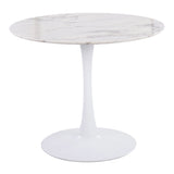 Pebble Modern Table with White Metal Base and White Marble Veneer Table Top by LumiSource