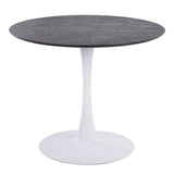 Pebble Modern Table with White Metal Base and Black Marble Veneer Table Top by LumiSource