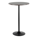 Pebble Mid-Century Modern Adjustable Dining to Bar Table in Black Metal and Espresso by LumiSource
