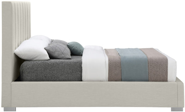 Pierce Linen Textured Fabric: 22% Linen, 33% Cotton, 35% Polyester / Metal / Engineered Wood / Foam Mid Century Modern Beige Linen Textured Fabric Full Bed - 61.5" W x 84.3" D x 54.5" H