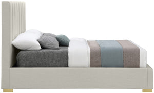 Pierce Linen Textured Fabric: 22% Linen, 33% Cotton, 35% Polyester / Metal / Engineered Wood / Foam Mid Century Modern Beige Linen Textured Fabric Queen Bed - 67.5" W x 89.8" D x 54.5" H