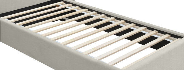 Pierce Linen Textured Fabric: 22% Linen, 33% Cotton, 35% Polyester / Metal / Engineered Wood / Foam Mid Century Modern Beige Linen Textured Fabric Twin Bed - 46" W x 84.3" D x 54.5" H