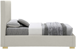 Pierce Linen Textured Fabric: 22% Linen, 33% Cotton, 35% Polyester / Metal / Engineered Wood / Foam Mid Century Modern Beige Linen Textured Fabric Twin Bed - 46" W x 84.3" D x 54.5" H