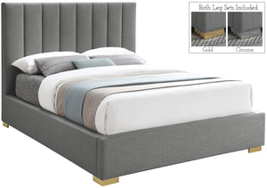 Pierce Linen Textured Fabric: 22% Linen, 33% Cotton, 35% Polyester / Metal / Engineered Wood / Foam Mid Century Modern Grey Linen Textured Fabric Full Bed - 61.5" W x 84.3" D x 54.5" H