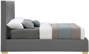Pierce Linen Textured Fabric: 22% Linen, 33% Cotton, 35% Polyester / Metal / Engineered Wood / Foam Mid Century Modern Grey Linen Textured Fabric Full Bed - 61.5" W x 84.3" D x 54.5" H