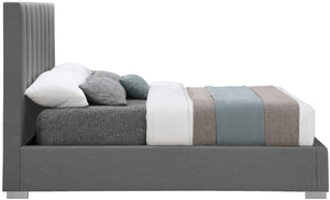 Pierce Linen Textured Fabric: 22% Linen, 33% Cotton, 35% Polyester / Metal / Engineered Wood / Foam Mid Century Modern Grey Linen Textured Fabric King Bed - 83" W x 89.8" D x 54.5" H