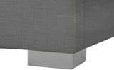 Pierce Linen Textured Fabric: 22% Linen, 33% Cotton, 35% Polyester / Metal / Engineered Wood / Foam Mid Century Modern Grey Linen Textured Fabric King Bed - 83" W x 89.8" D x 54.5" H