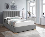 Pierce Linen Textured Fabric: 22% Linen, 33% Cotton, 35% Polyester / Metal / Engineered Wood / Foam Mid Century Modern Grey Linen Textured Fabric King Bed - 83" W x 89.8" D x 54.5" H