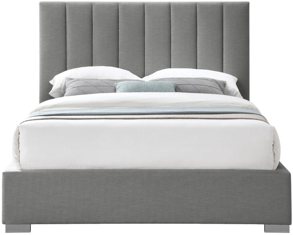 Pierce Linen Textured Fabric: 22% Linen, 33% Cotton, 35% Polyester / Metal / Engineered Wood / Foam Mid Century Modern Grey Linen Textured Fabric King Bed - 83" W x 89.8" D x 54.5" H