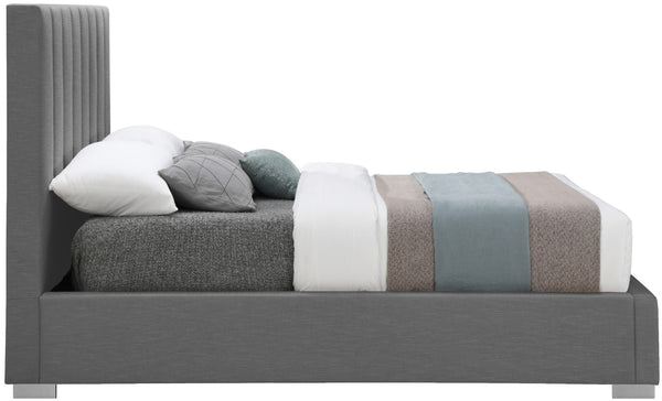 Pierce Linen Textured Fabric: 22% Linen, 33% Cotton, 35% Polyester / Metal / Engineered Wood / Foam Mid Century Modern Grey Linen Textured Fabric Queen Bed - 67.5" W x 89.8" D x 54.5" H