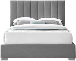 Pierce Linen Textured Fabric: 22% Linen, 33% Cotton, 35% Polyester / Metal / Engineered Wood / Foam Mid Century Modern Grey Linen Textured Fabric Queen Bed - 67.5" W x 89.8" D x 54.5" H