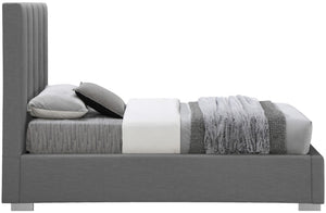 Pierce Linen Textured Fabric: 22% Linen, 33% Cotton, 35% Polyester / Metal / Engineered Wood / Foam Mid Century Modern Grey Linen Textured Fabric Twin Bed - 46" W x 84.3" D x 54.5" H