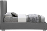 Pierce Linen Textured Fabric: 22% Linen, 33% Cotton, 35% Polyester / Metal / Engineered Wood / Foam Mid Century Modern Grey Linen Textured Fabric Twin Bed - 46" W x 84.3" D x 54.5" H