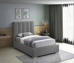 Pierce Linen Textured Fabric: 22% Linen, 33% Cotton, 35% Polyester / Metal / Engineered Wood / Foam Mid Century Modern Grey Linen Textured Fabric Twin Bed - 46" W x 84.3" D x 54.5" H