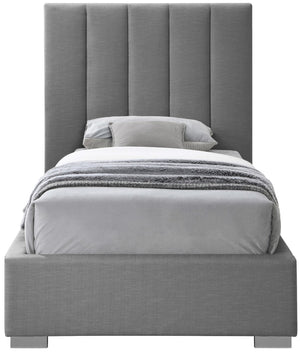 Pierce Linen Textured Fabric: 22% Linen, 33% Cotton, 35% Polyester / Metal / Engineered Wood / Foam Mid Century Modern Grey Linen Textured Fabric Twin Bed - 46" W x 84.3" D x 54.5" H