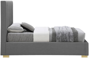Pierce Linen Textured Fabric: 22% Linen, 33% Cotton, 35% Polyester / Metal / Engineered Wood / Foam Mid Century Modern Grey Linen Textured Fabric Twin Bed - 46" W x 84.3" D x 54.5" H