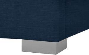 Pierce Linen Textured Fabric: 22% Linen, 33% Cotton, 35% Polyester / Metal / Engineered Wood / Foam Mid Century Modern Navy Linen Textured Fabric King Bed - 83" W x 89.8" D x 54.5" H