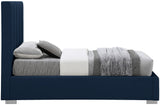 Pierce Linen Textured Fabric: 22% Linen, 33% Cotton, 35% Polyester / Metal / Engineered Wood / Foam Mid Century Modern Navy Linen Textured Fabric Twin Bed - 46" W x 84.3" D x 54.5" H