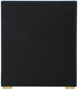 Pierce Linen Textured Fabric: 22% Linen, 33% Cotton, 35% Polyester / Metal / Engineered Wood / Foam Mid Century Modern Navy Linen Textured Fabric Twin Bed - 46" W x 84.3" D x 54.5" H