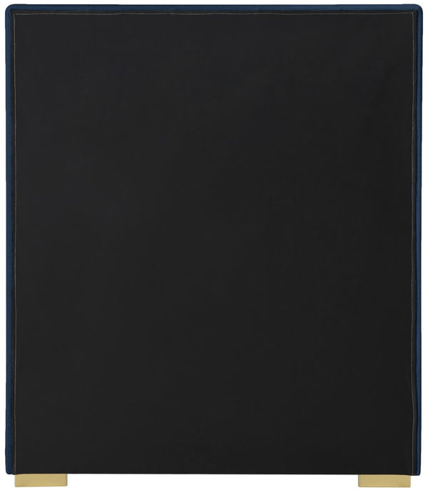 Pierce Linen Textured Fabric: 22% Linen, 33% Cotton, 35% Polyester / Metal / Engineered Wood / Foam Mid Century Modern Navy Linen Textured Fabric Twin Bed - 46" W x 84.3" D x 54.5" H