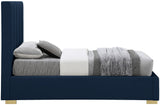 Pierce Linen Textured Fabric: 22% Linen, 33% Cotton, 35% Polyester / Metal / Engineered Wood / Foam Mid Century Modern Navy Linen Textured Fabric Twin Bed - 46" W x 84.3" D x 54.5" H
