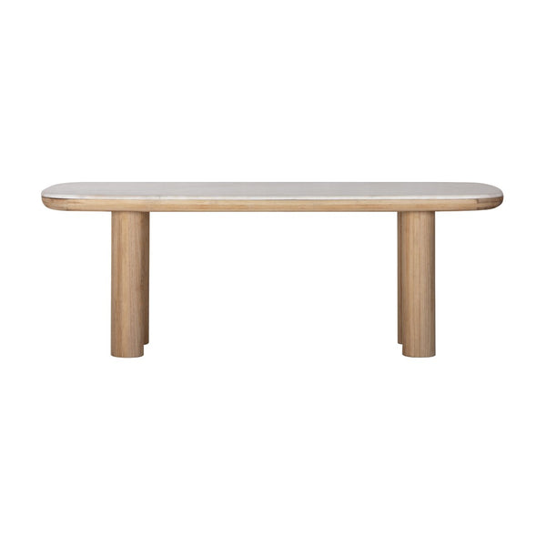 Union Home Pillar Rectangular Dining Table Calm Nature FSC Certified Oak Wood, White Marble