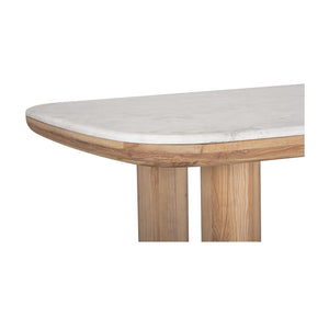 Union Home Pillar Rectangular Dining Table Calm Nature FSC Certified Oak Wood, White Marble