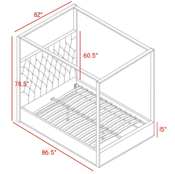 Porter Velvet / Engineered Wood / Metal / Foam Contemporary Black Velvet King Bed - 82" W x 86.5" D x 78.5" H