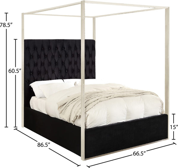 Porter Velvet / Engineered Wood / Metal / Foam Contemporary Black Velvet Queen Bed - 66.5" W x 86.5" D x 78.5" H