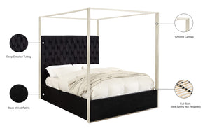 Porter Velvet / Engineered Wood / Metal / Foam Contemporary Black Velvet Queen Bed - 66.5" W x 86.5" D x 78.5" H