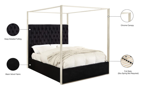 Porter Velvet / Engineered Wood / Metal / Foam Contemporary Black Velvet Queen Bed - 66.5" W x 86.5" D x 78.5" H