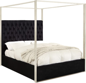Porter Velvet / Engineered Wood / Metal / Foam Contemporary Black Velvet Queen Bed - 66.5" W x 86.5" D x 78.5" H