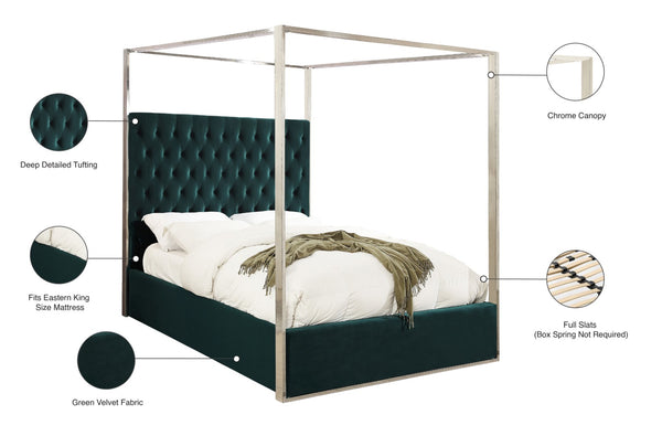 Porter Velvet / Engineered Wood / Metal / Foam Contemporary Green Velvet King Bed - 82" W x 86.5" D x 78.5" H