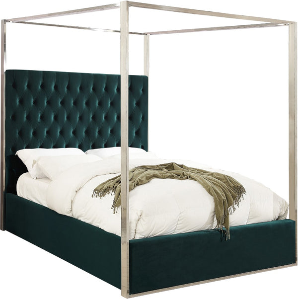 Porter Velvet / Engineered Wood / Metal / Foam Contemporary Green Velvet King Bed - 82" W x 86.5" D x 78.5" H