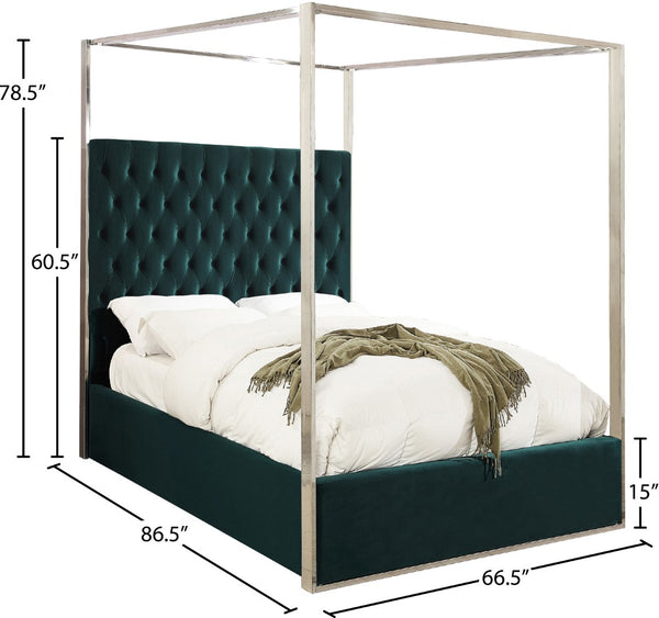 Porter Velvet / Engineered Wood / Metal / Foam Contemporary Green Velvet Queen Bed - 66.5" W x 86.5" D x 78.5" H