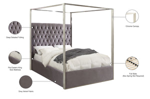Porter Velvet / Engineered Wood / Metal / Foam Contemporary Grey Velvet King Bed - 82" W x 86.5" D x 78.5" H