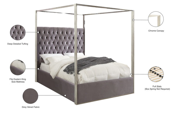Porter Velvet / Engineered Wood / Metal / Foam Contemporary Grey Velvet King Bed - 82" W x 86.5" D x 78.5" H