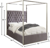 Porter Velvet / Engineered Wood / Metal / Foam Contemporary Grey Velvet King Bed - 82" W x 86.5" D x 78.5" H