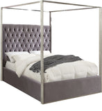 Porter Velvet / Engineered Wood / Metal / Foam Contemporary Grey Velvet King Bed - 82" W x 86.5" D x 78.5" H