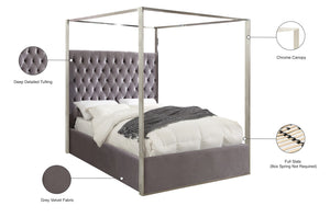 Porter Velvet / Engineered Wood / Metal / Foam Contemporary Grey Velvet Queen Bed - 66.5" W x 86.5" D x 78.5" H