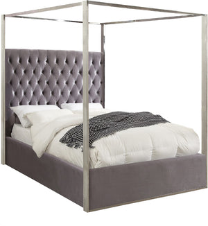 Porter Velvet / Engineered Wood / Metal / Foam Contemporary Grey Velvet Queen Bed - 66.5" W x 86.5" D x 78.5" H