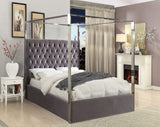 Porter Velvet / Engineered Wood / Metal / Foam Contemporary Grey Velvet Queen Bed - 66.5" W x 86.5" D x 78.5" H