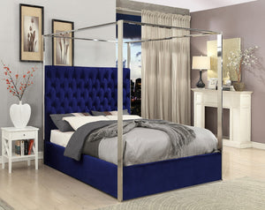 Porter Velvet / Engineered Wood / Metal / Foam Contemporary Navy Velvet King Bed - 82" W x 86.5" D x 78.5" H