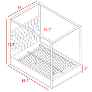 Porter Velvet / Engineered Wood / Metal / Foam Contemporary Navy Velvet King Bed - 82" W x 86.5" D x 78.5" H