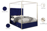 Porter Velvet / Engineered Wood / Metal / Foam Contemporary Navy Velvet Queen Bed - 66.5" W x 86.5" D x 78.5" H