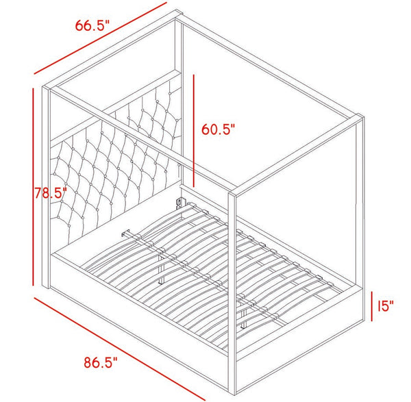 Porter Velvet / Engineered Wood / Metal / Foam Contemporary Navy Velvet Queen Bed - 66.5" W x 86.5" D x 78.5" H